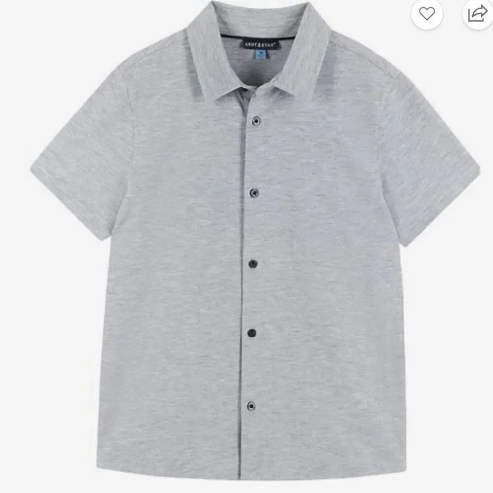 Andy & Evan Light Gray short sleeve button up knit shirt NWT size 10